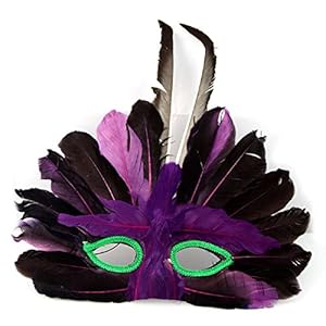 Handmade Beautiful Color Venetian Masks with Feathers (Black)