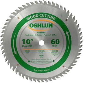 Oshlun SBW-100060 10-Inch 60 Tooth ATB Finishing Saw Blade with 5 8-Inch Arbor by Oshlun