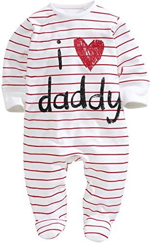 Unisex Baby Infant Cotton Love Mummy Daddy Bodysuit Long Sleeve Playsuits (0-3 Months, Daddy)