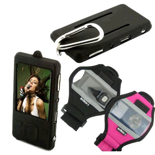  : Tuff-Luv Slim&Lite Sony Walkman Sportspack - NWZ-A820 / NWZ-A7XX Series (NWZ-A826 NWZA826 NWZ-A828 NWZA828 NWZ-A829 NWZA829) Silicone skin case cover + Belt Clip & Screen protection - (Black)
