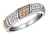 White and Champagne Diamond Ring 1/2 Carat (ctw) in Sterling Silver