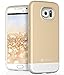 Galaxy S6 Case - VENA [iSlide+] Ultra Slim Hard Rubber-Coated Hybrid Case TPU Cover for Samsung Galaxy S6 (Champagne Gold/White)