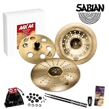 Sabian AAX and AA Pro Genre Power Effects Cymbal Pack with Care Kit, Guide, 5A Drumsticks and Shaker