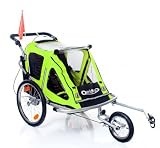 Fahrradanh�nger gr�n Kinderanh�nger Kinderfahrradanh�nger Jogger ALUMINIUM Panoramadach Speedkid2 QERIDOO