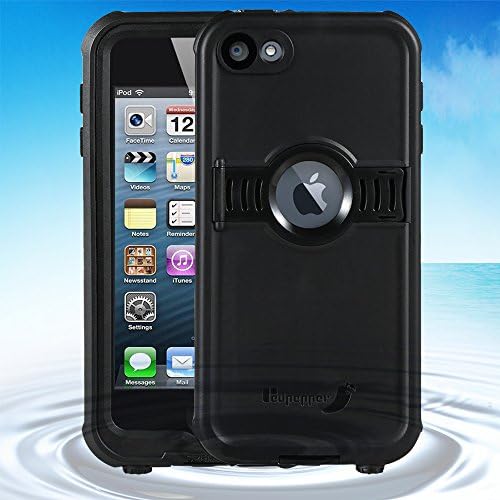 [New Version] iPod 5 6 Waterproof Case, iPod 5 6 Defender Cases for Boys Girls Kids, Auskic Waterproof SnowProof ShockProof Case Cover with Kickstand for Apple iPod Touch 5th 6th Generation(Black)