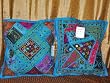 2 Tribal Brandeis Blue Mirror Banjara Sari Pillow Cushion Covers 16x16 inches