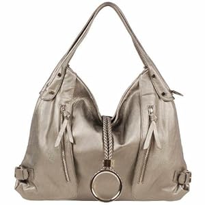 X-Large Faux Leather O-ring Slouchy Hobo Handbag