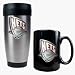 New Jersey Nets Stainless Steel Travel Tumbler and Black Ceramic Mug Set