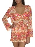 Arden B. Womens Mirrored Floral Lace-up Tunic