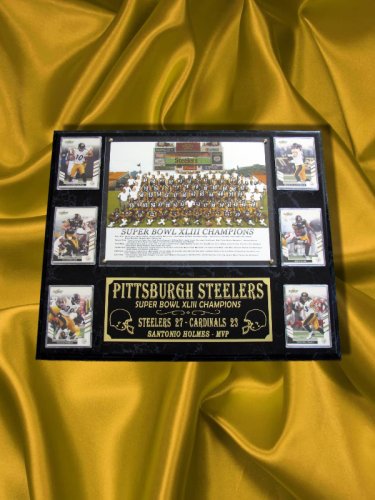 XL DELUXE PITTSBURGH STEELERS SUPER BOWL XLIII CHAMPIONS TEAM COLOR PHOTO COLLECTOR PLAQUE WITH 6 CARDS