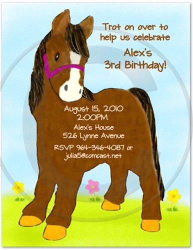 Horse Pony Birthday Party Invitations - Set of 20