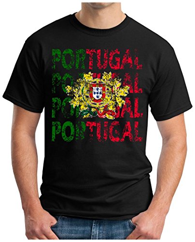 OM3 – PORTUGAL – T-Shirt LISBOA EM 2016 FRANKREICH FRANCE FUSSBALL FANSHIRT SOCCER SPORT TRIKOT EUROPAMEISTER, 3XL, schwarz