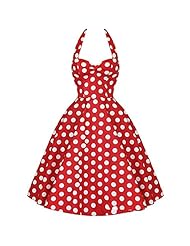 Knee Length Polyester Vintage Summer Polka Dot Print Off the Shoulder  Dress