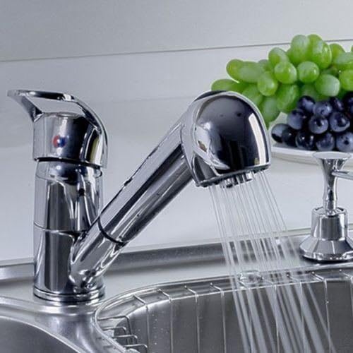 Modern Single Pull-Out Spray Swivel Spout Kitchen Faucet Chrome Sink Mixer Tap