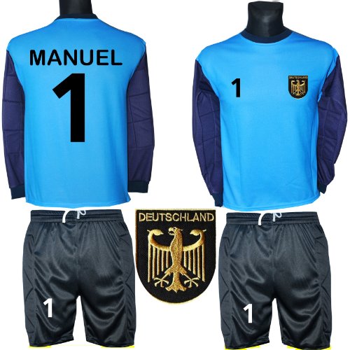 Torwart Trikot mit TW Hose “Modell TAB3”-gesticktes Wappen-inclusive Wunschnamen+Zahl-Größen: 128-134-140-146-152- (146)