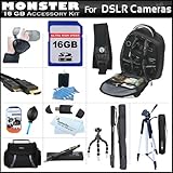 16GB Monster DSLR Accessory Kit For All Nikon, Canon, Sony, Olympus, Pentax ....