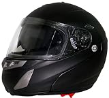 Daytona Edge Flat Black Matte Dual Visor Full Face DOT Modular Motorcycle Helmet [X-LARGE]