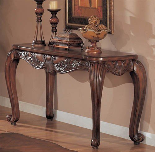 Sofa Table with Shell Brown Finish
