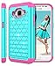 Galaxy Core Prime Case, Style4U Studded Rhinestone Crystal Bling Hybrid Armor Case Cover for Samsung Galaxy Core Prime G360 with 1 Style4U Stylus [Teal/Hot Pink]