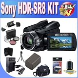 Sony HDR-SR8 100GB Hard Drive Digital Camcorder + Extended Life Battery + Ac/Dc Rapid Charger + 3 Piece Filter Kit + Deluxe Case w/Strap + Accessory Saver Bundle!