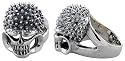 Sterling Silver Oxidized Skull Ring w/ Spikes, 1 1/16" (27mm) wide