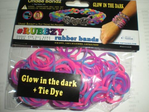 Rubbzy Pink Blue &amp; Purple Glow in the Dark 100 Loose Rubber Bands