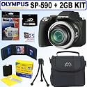 Olympus SP-590UZ 12MP Digital Camera + 2GB Accessory Kit