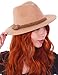 Simplicity Women's Wide Brim Wool Felt Trilby Fedora Hat with a Braided Band