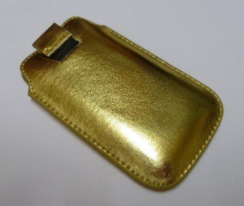 Names4U Gold Leather Pull Flip Case Pouch Cover For Sony Ericsson Xperia X8