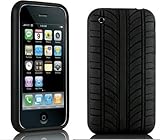 Black Tyre Tread Rubber Case Cover for iPhone 3G 3GS
