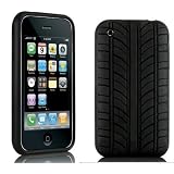 Black Tyre Tread Rubber Case Cover for iPhone 3G 3GS