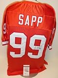 Tampa Bay Bucs Throwback - Warren Sapp Autographed/Hand Signed Custom Orange Jersey with witnessed J
