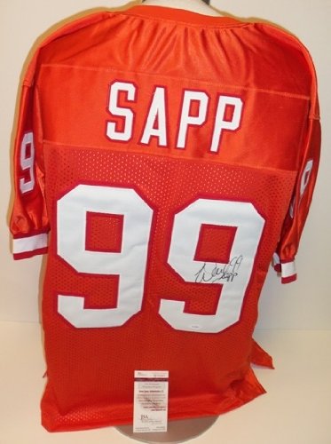 Tampa Bay Bucs Throwback - Warren Sapp Autographed/Hand Signed Custom Orange Jersey with witnessed J