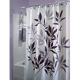 Black and Gray Leaves Fabric Shower Curtain
