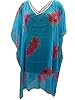 Womans Caftans Blue Sheer Cover up Floral Printed Poncho Kaftan Gift Idea
