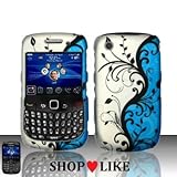 Rubberized silver Blue Vines flower Snap on Design Case Hard Case Skin Cove ....