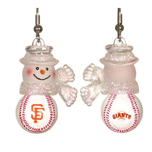Pack of 10 Pairs of MLB San Francisco Giants Snowman Baseball Earrings