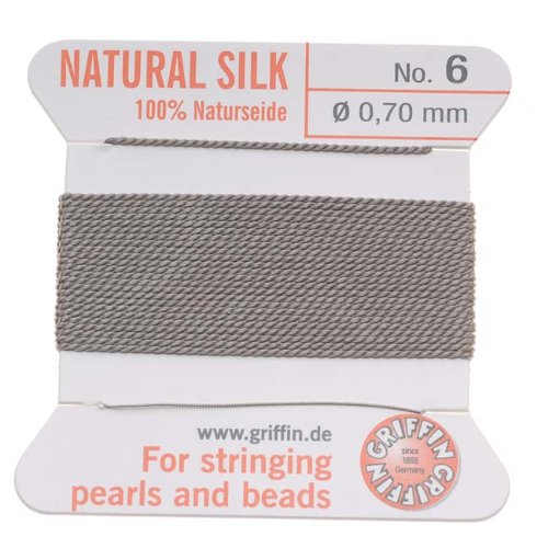 Griffin Silk Beading Cord & Needle Sz 6 Silver 