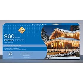 960 Bulb Icicle Lights Clear Static Outdoor / Indoor Use