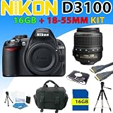 Nikon D3100 D-3100 Digital SLR Camera w/ Nikon 18-55mm F/3.5-5.6g Vr Af-s Dx Nikkor Lens + 16gb Sdhc Memory, Reader, Aluminum Tripod, Deluxe Camera Case, Hdmi Cable and More (16gb Body Kit)