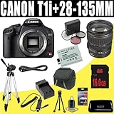Canon EOS Rebel T1i 15.1 MP CMOS Digital SLR Camera w/ EF-S 18-55mm f/3.5-5.6 IS Lens & Canon EF 28-135mm f/3.5-5.6 IS USM Standard Zoom Lens + 16GB SDHC + Filter Kit Deluxe Accessory DavisMAX Kit