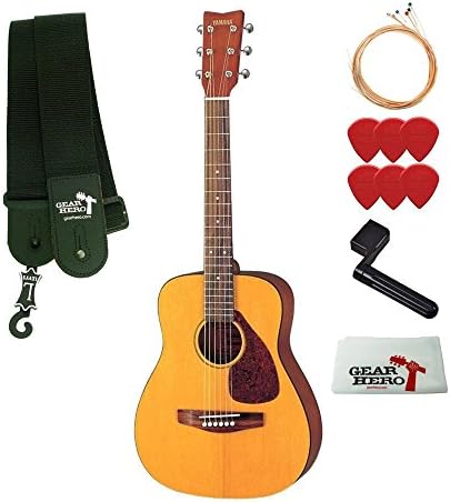 Yamaha JR1 Acoustic Guitar Bundle (Gig bag, Strings, Picks, String Winder, Strap and Cloth)