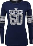 Dallas Cowboys -Women's- Navy Jersey Stripe Long Sleeve Tee
