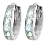 .925 Sterling Silver Hoop Earrings with Genuine Aquamarines