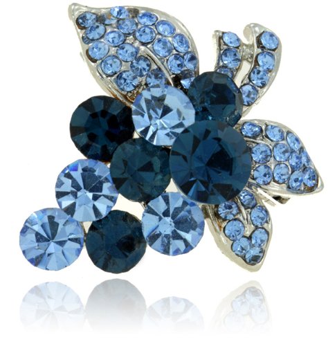 Hanging Grape Leaf Capri Blue Sapphire SWAROVSKI CRYSTALS Fashion Brooch And Pins