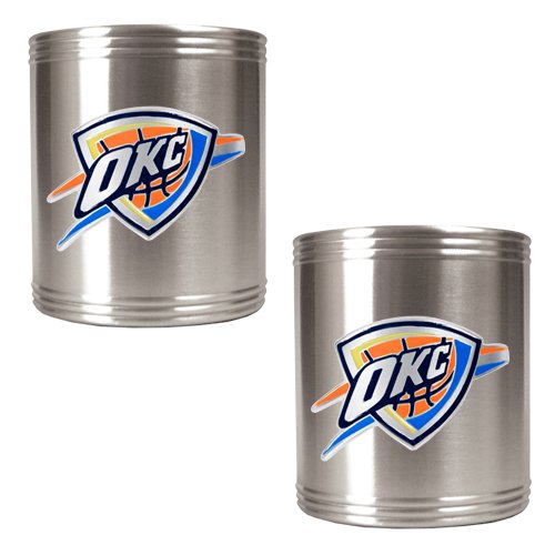 NBA Oklahoma City Thunder Two Piece Stainless Steel Can Holder Set - Primary Logo