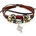 MORE FUN Art Silvery Metal Cross Leather Bracelet Brown Braided Rope Handmade Adjustable Bracelet