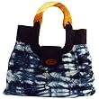 Alma de Anil Indigo Dyed Half Moon Wood Handle Bag