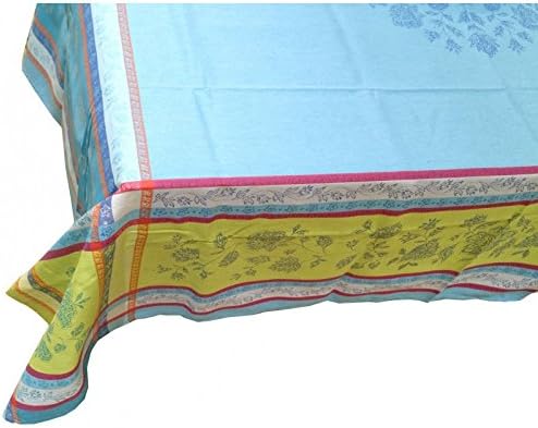 TOSELLI - ARLES Turquoise Rectangular Jacquard Tablecloth - TOS3208 - 160 x 300 cm. (63 in x 118 in).