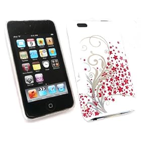 FLASH SUPERSTORE APPLE IPOD TOUCH 2 / 3 ( 2ND AND 3RD GENERATION ) RED FLOWERS SUPER SLIM CLIP ON PROTECTION CASE/COVER/SKIN